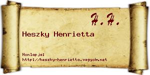 Heszky Henrietta névjegykártya